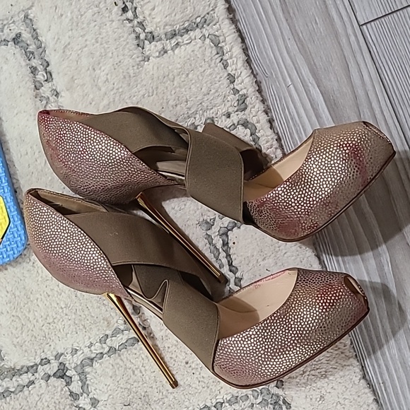 Louboutin Gold Heels - Picture 4 of 8